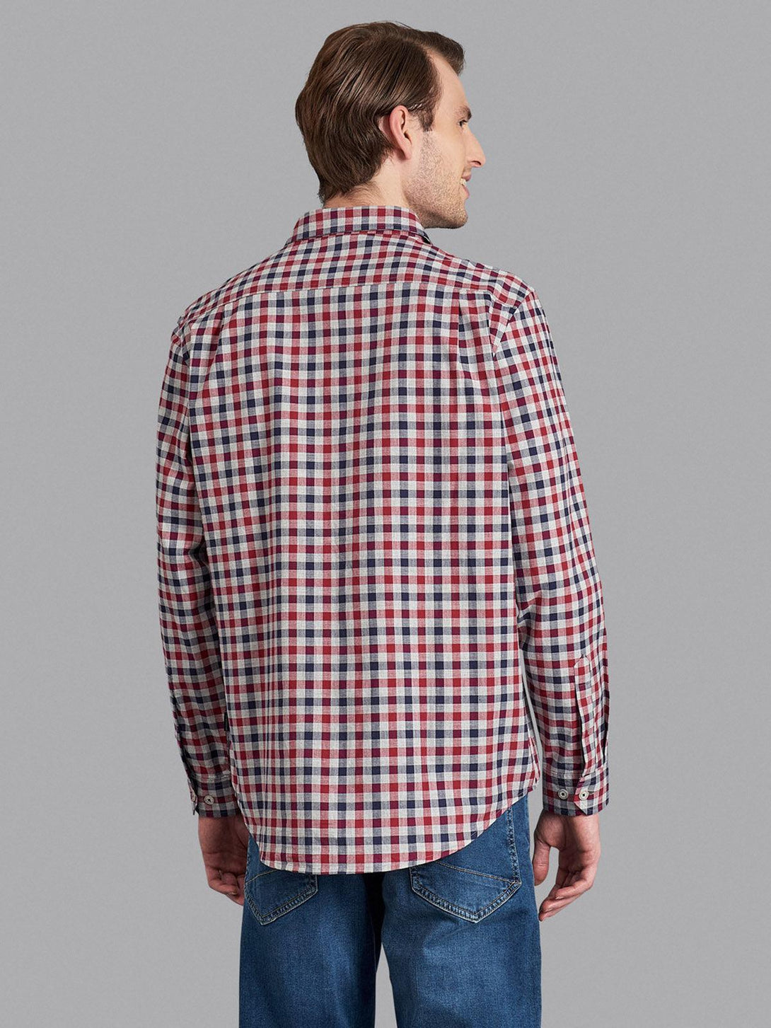 Beverly Hills Polo Club UK-SIGNATURE GINGHAM CHECK CASUAL SHIRT HEATHER GREY