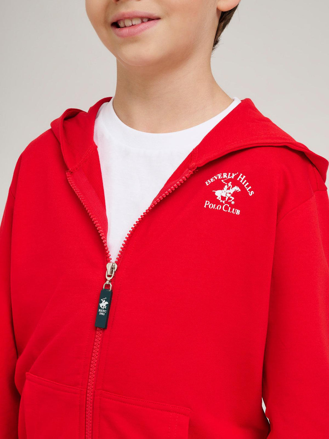 Beverly Hills Polo Club UK-SIGNATURE POLO PONY ZIP HOODIE RED