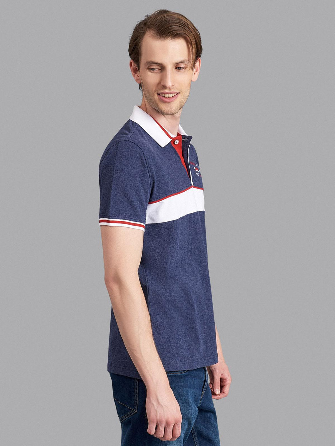 Beverly Hills Polo Club UK-SINCE 82 CONTRAST STRIPE POLO SHIRT TRUE NAVY