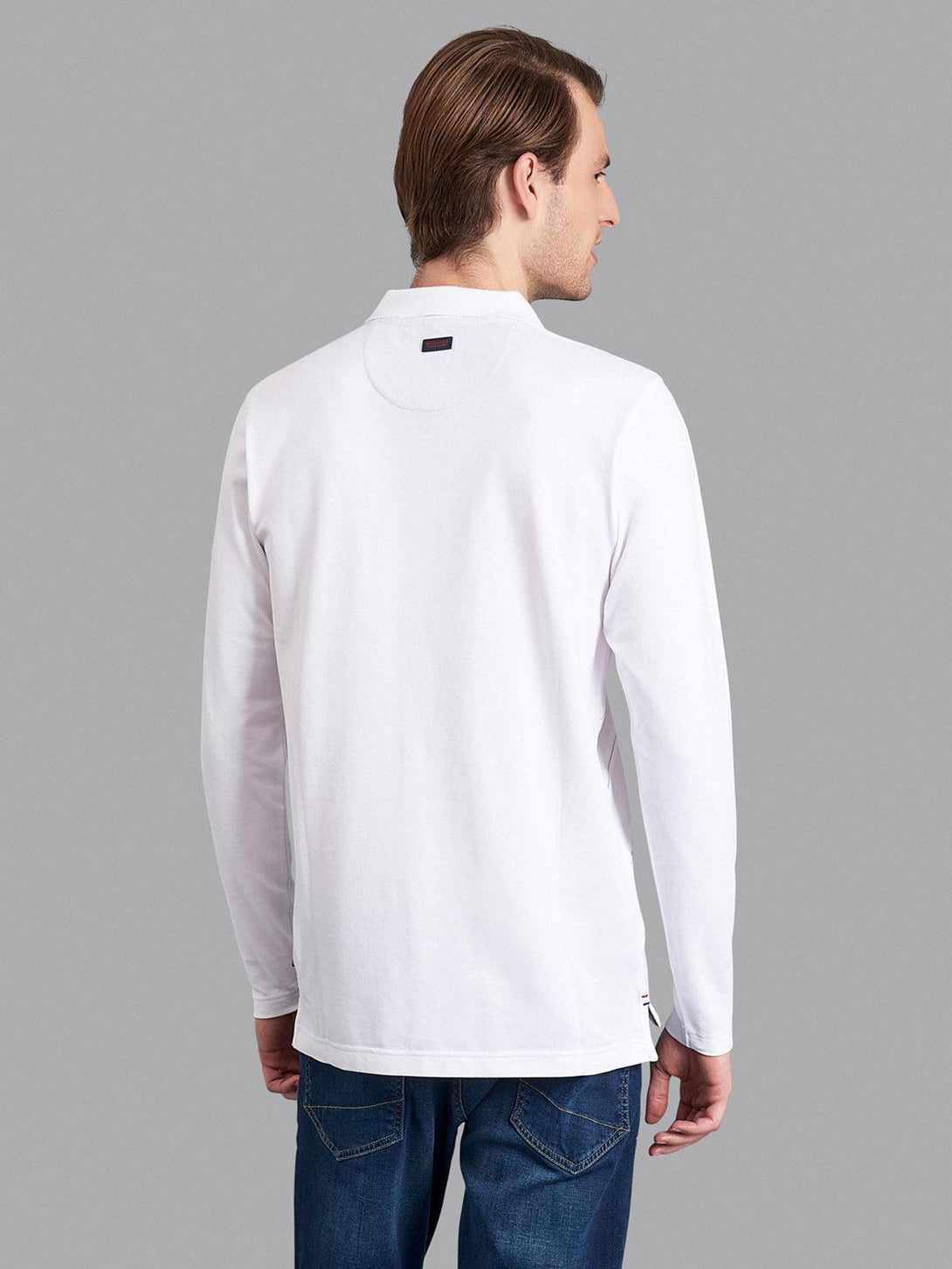 Beverly Hills Polo Club UK-SLASH FRONT LS POLO SHIRT WHITE