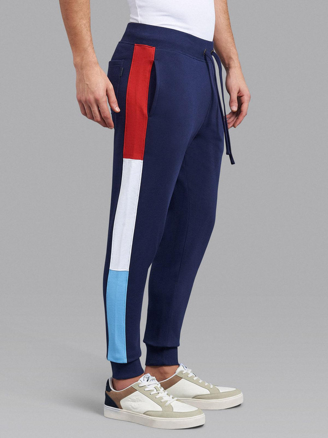 Beverly Hills Polo Club UK-SLIM FIT FLAG PANEL JOGGERS TRUE NAVY