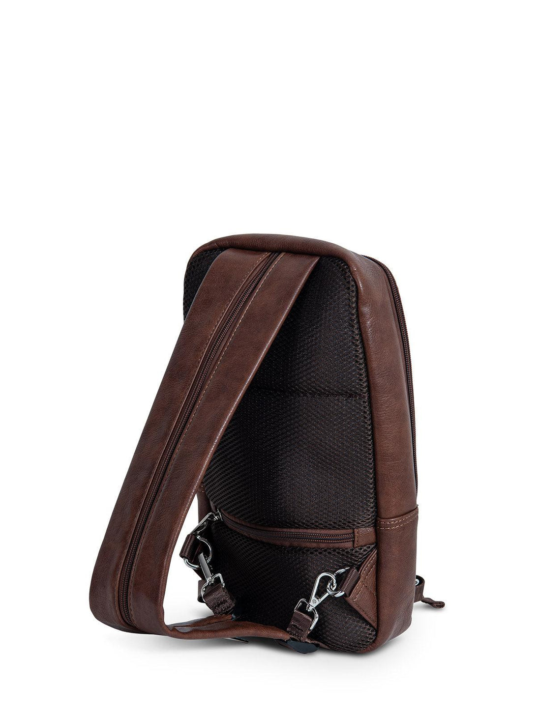 Beverly Hills Polo Club UK-SLING LEATHER LOOK BACKPACK DARK BROWN