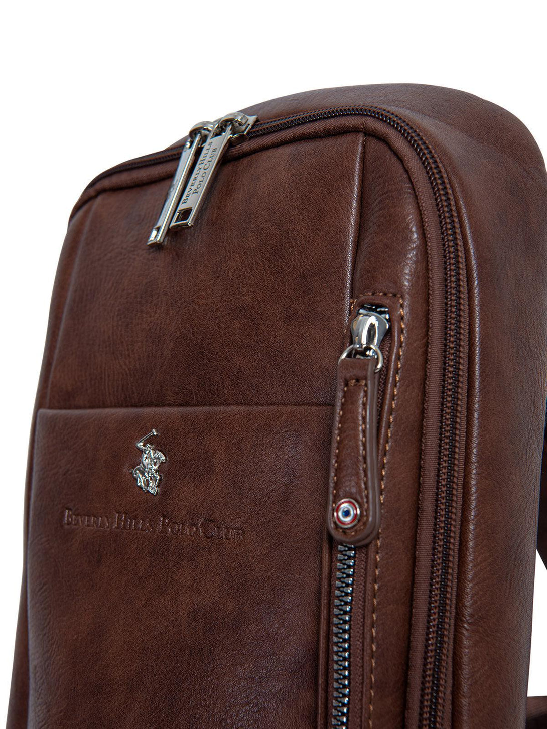 Beverly Hills Polo Club UK-SLING LEATHER LOOK BACKPACK DARK BROWN