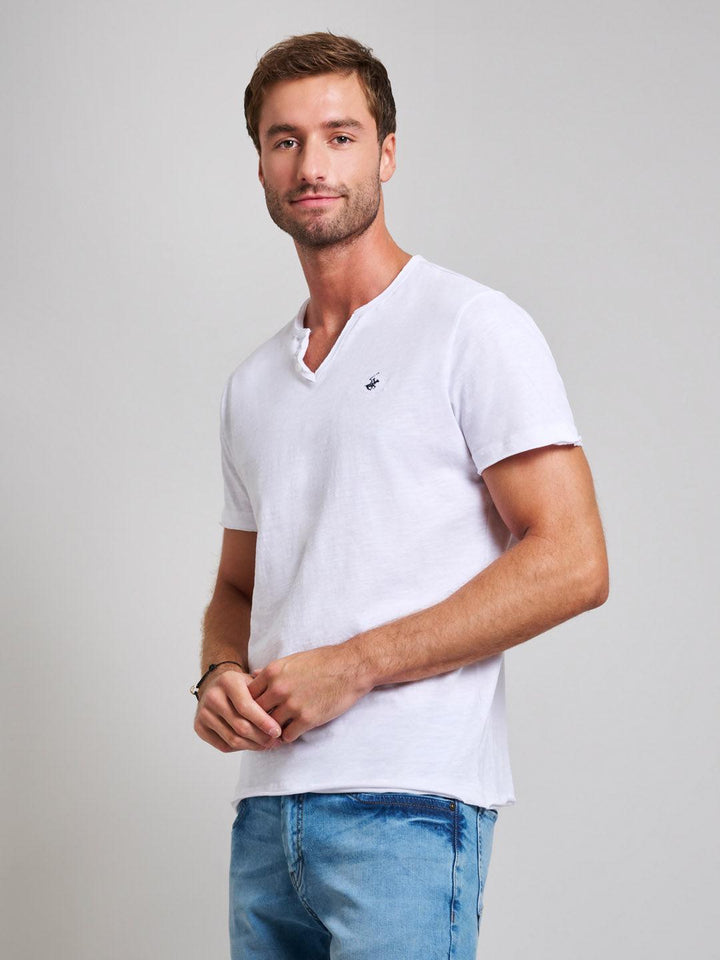Beverly Hills Polo Club UK-SLUB COTTON HENLEY T-SHIRT T-SHIRT GHOST WHITE