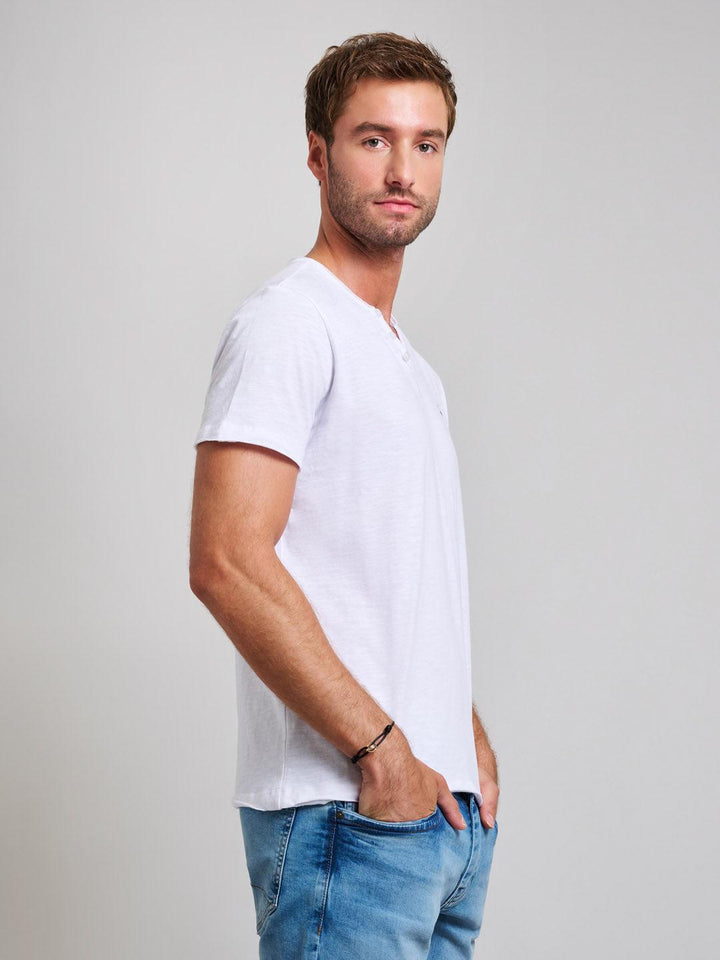 Beverly Hills Polo Club UK-SLUB COTTON HENLEY T-SHIRT T-SHIRT GHOST WHITE
