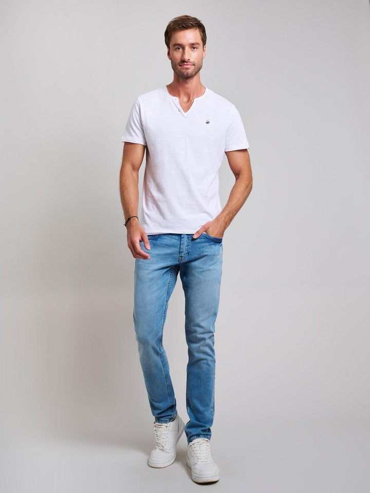 Beverly Hills Polo Club UK-SLUB COTTON HENLEY T-SHIRT T-SHIRT GHOST WHITE