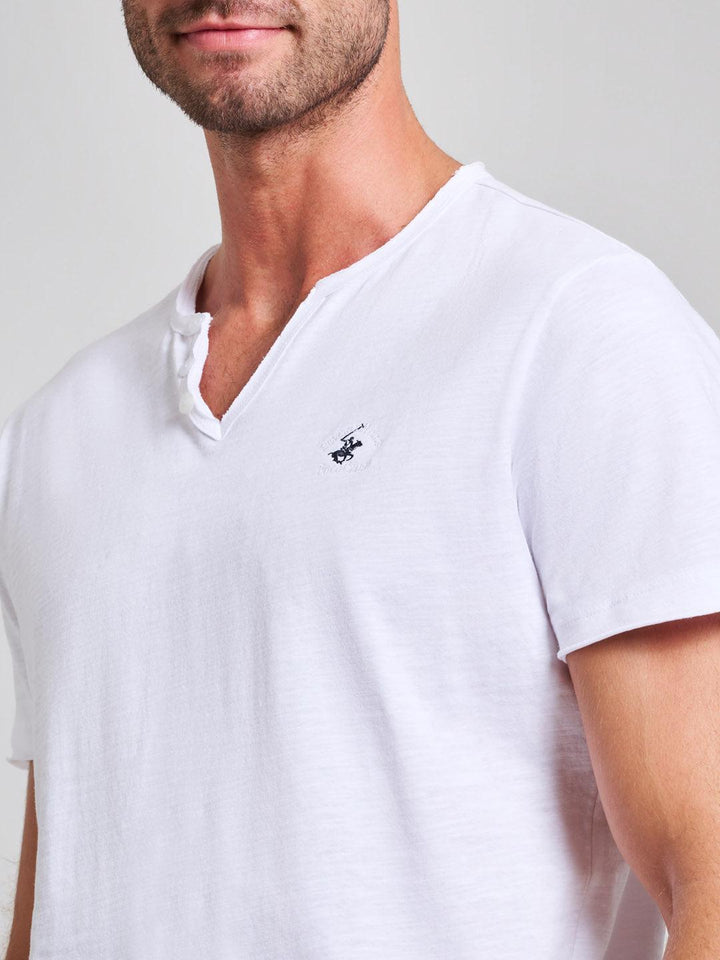 Beverly Hills Polo Club UK-SLUB COTTON HENLEY T-SHIRT T-SHIRT GHOST WHITE