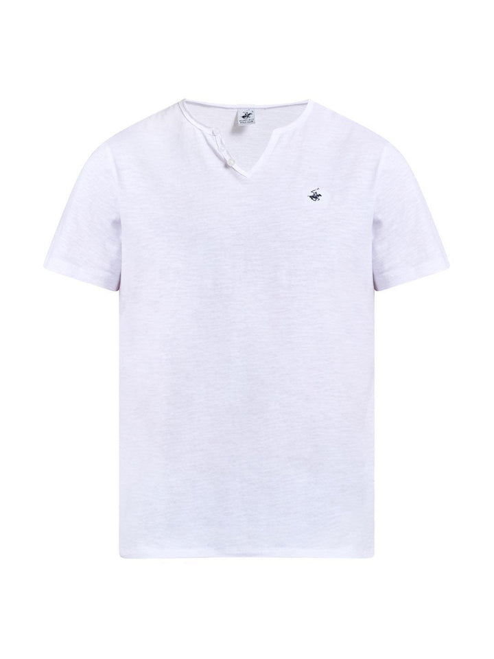 Beverly Hills Polo Club UK-SLUB COTTON HENLEY T-SHIRT T-SHIRT GHOST WHITE
