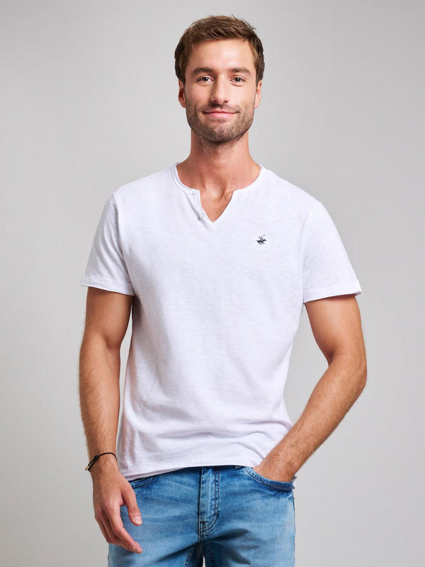Beverly Hills Polo Club UK-SLUB COTTON HENLEY T-SHIRT T-SHIRT GHOST WHITE