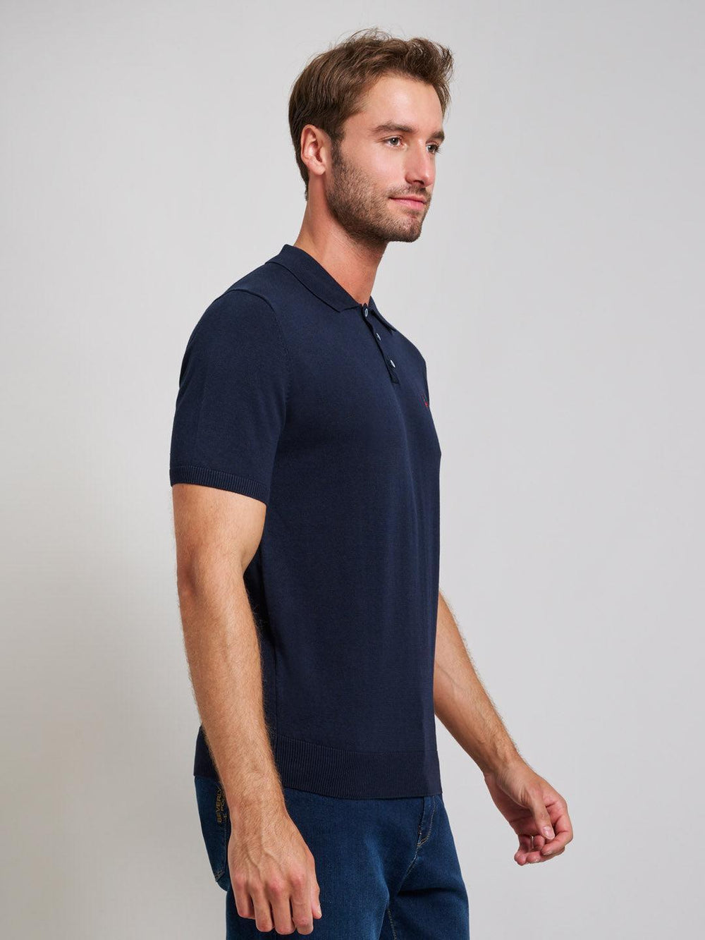 Beverly Hills Polo Club UK-SOFT COTTON MODERN SLIM FIT POLO SHIRT DARK NAVY