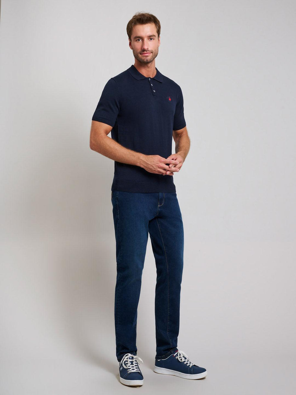 Beverly Hills Polo Club UK-SOFT COTTON MODERN SLIM FIT POLO SHIRT DARK NAVY