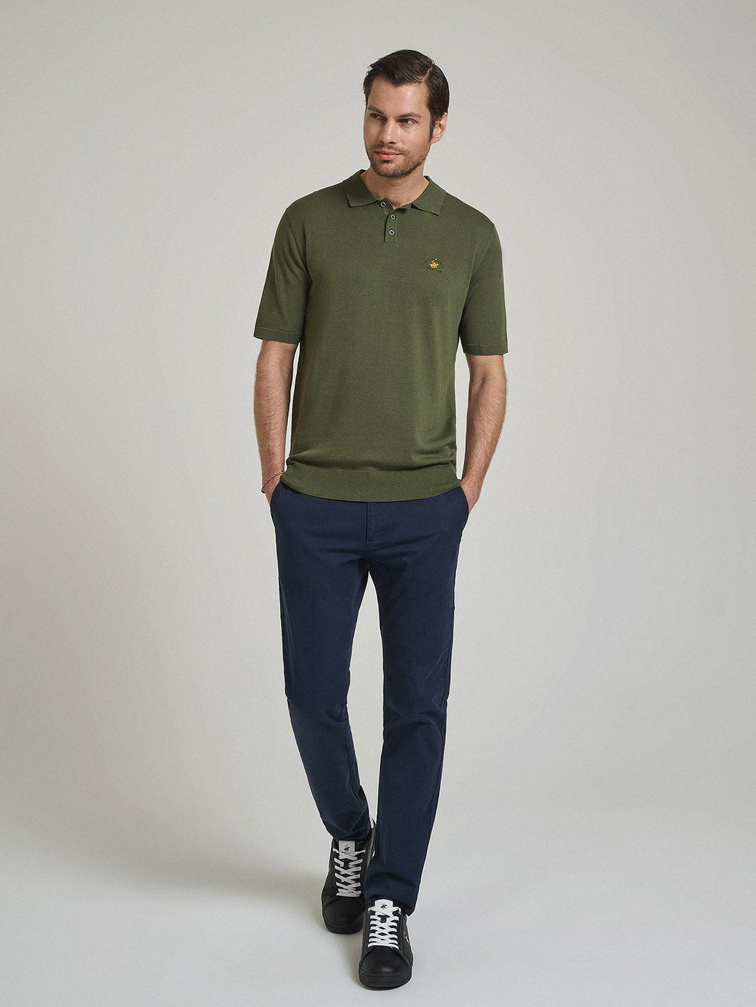 Beverly Hills Polo Club UK-SOFT COTTON POLO SHIRT ARMY GREEN