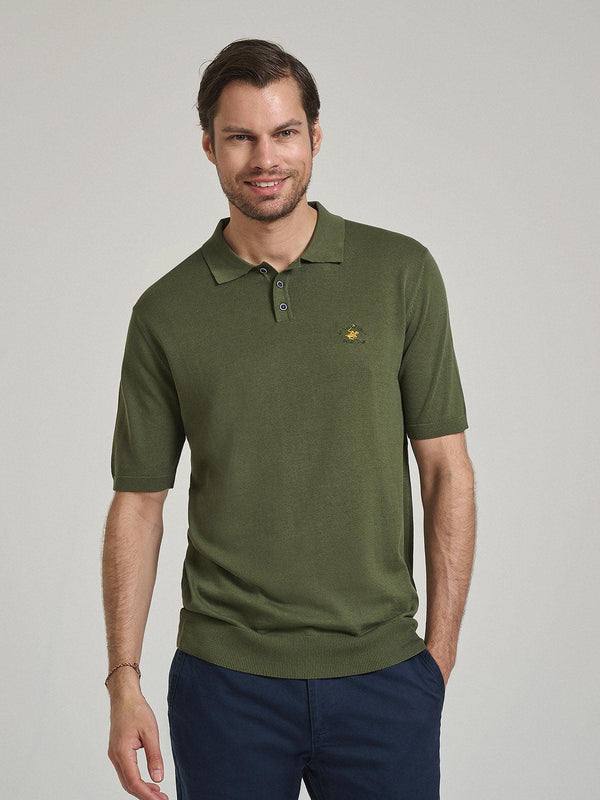 Beverly Hills Polo Club UK-SOFT COTTON POLO SHIRT ARMY GREEN