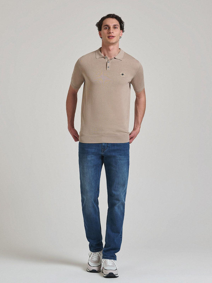 Beverly Hills Polo Club UK-SOFT COTTON POLO SHIRT OATMEAL