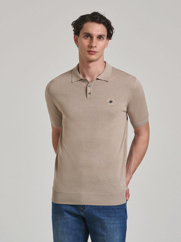 Beverly Hills Polo Club UK-SOFT COTTON POLO SHIRT OATMEAL