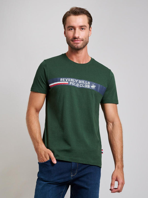 Beverly Hills Polo Club UK-SPORT LOGO MODERN SLIM FIT T-SHIRT DARK FOREST GREEN
