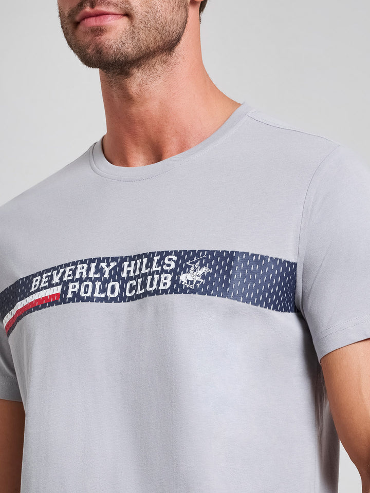Beverly Hills Polo Club UK-SPORT LOGO MODERN SLIM FIT T-SHIRT PEARL GREY