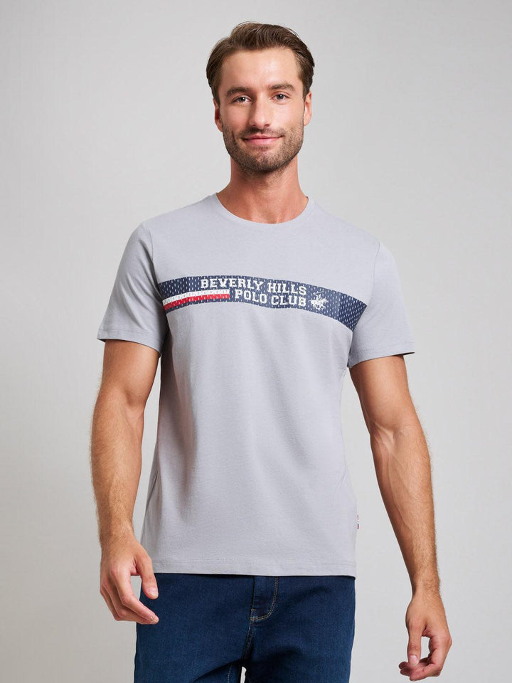 Beverly Hills Polo Club UK-SPORT LOGO MODERN SLIM FIT T-SHIRT PEARL GREY
