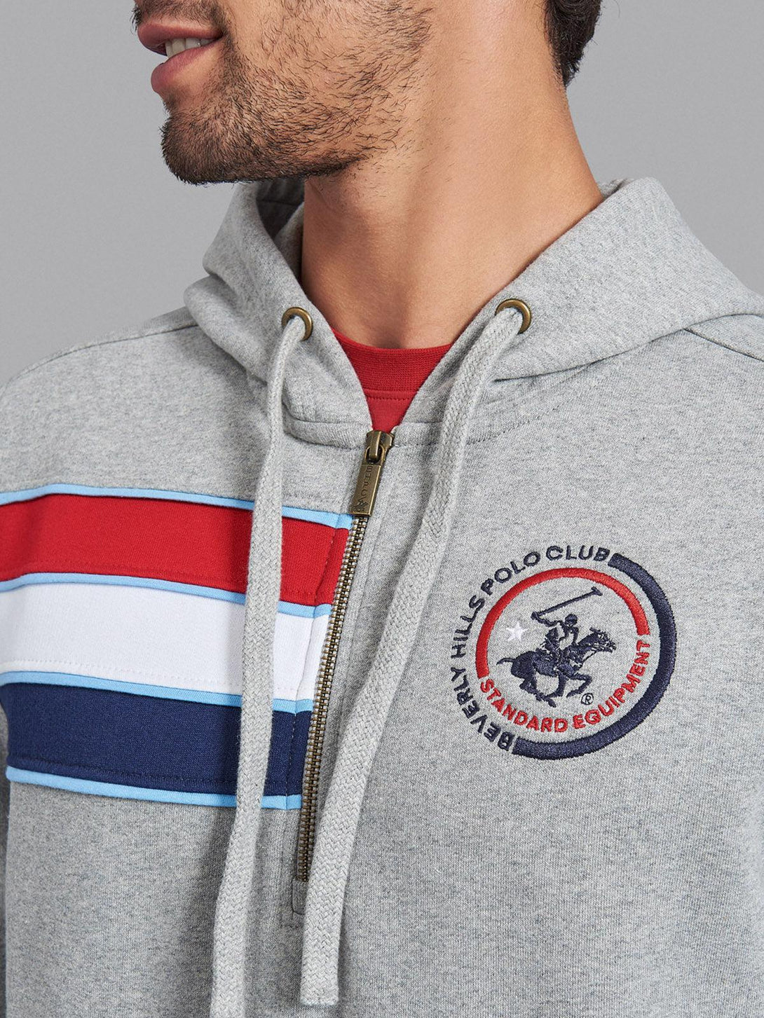 Beverly Hills Polo Club UK-STANDARD EQUIPMENT 1/4 ZIP HOODIE HEATHER GREY