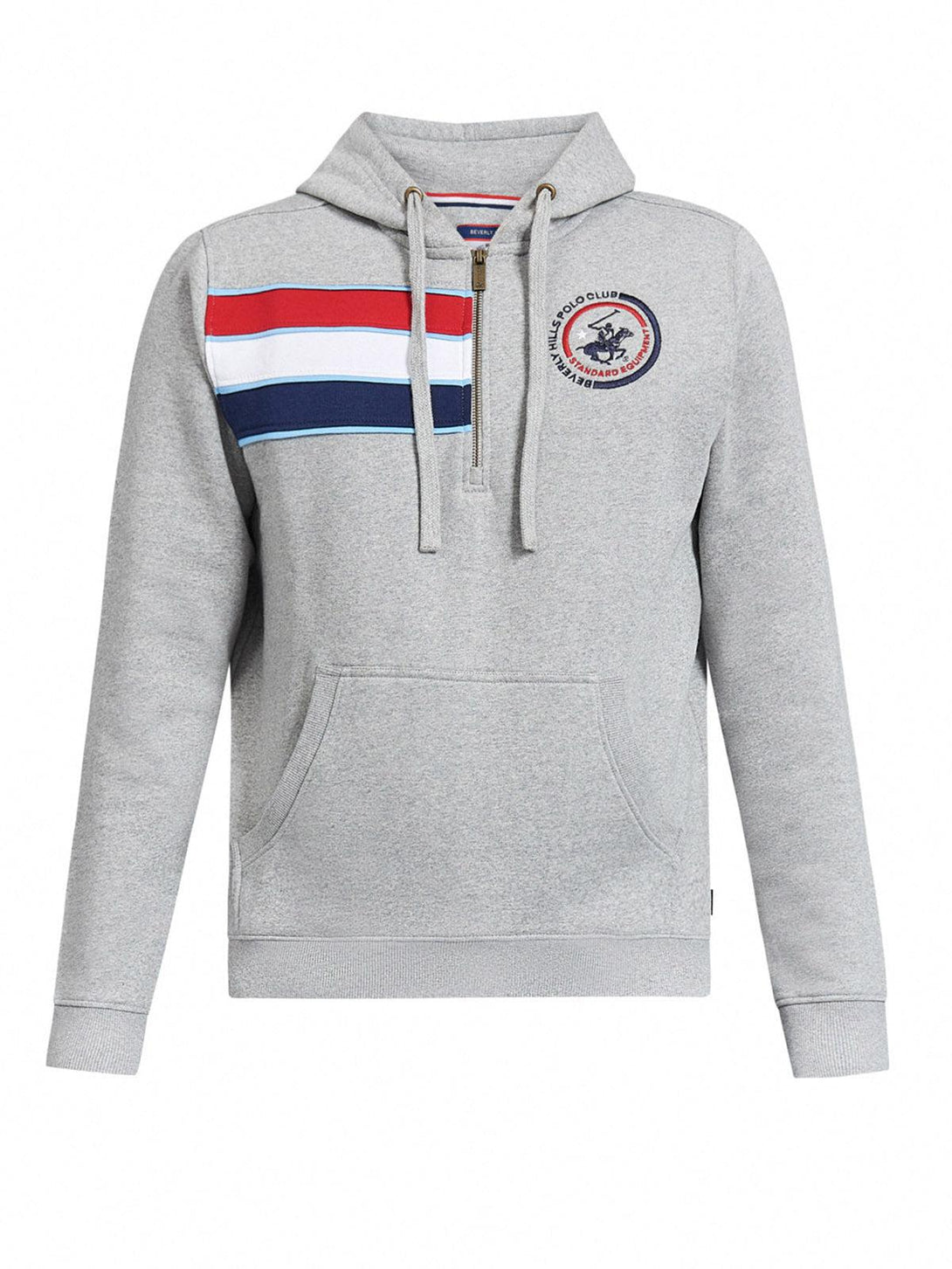 Beverly Hills Polo Club UK-STANDARD EQUIPMENT 1/4 ZIP HOODIE HEATHER GREY