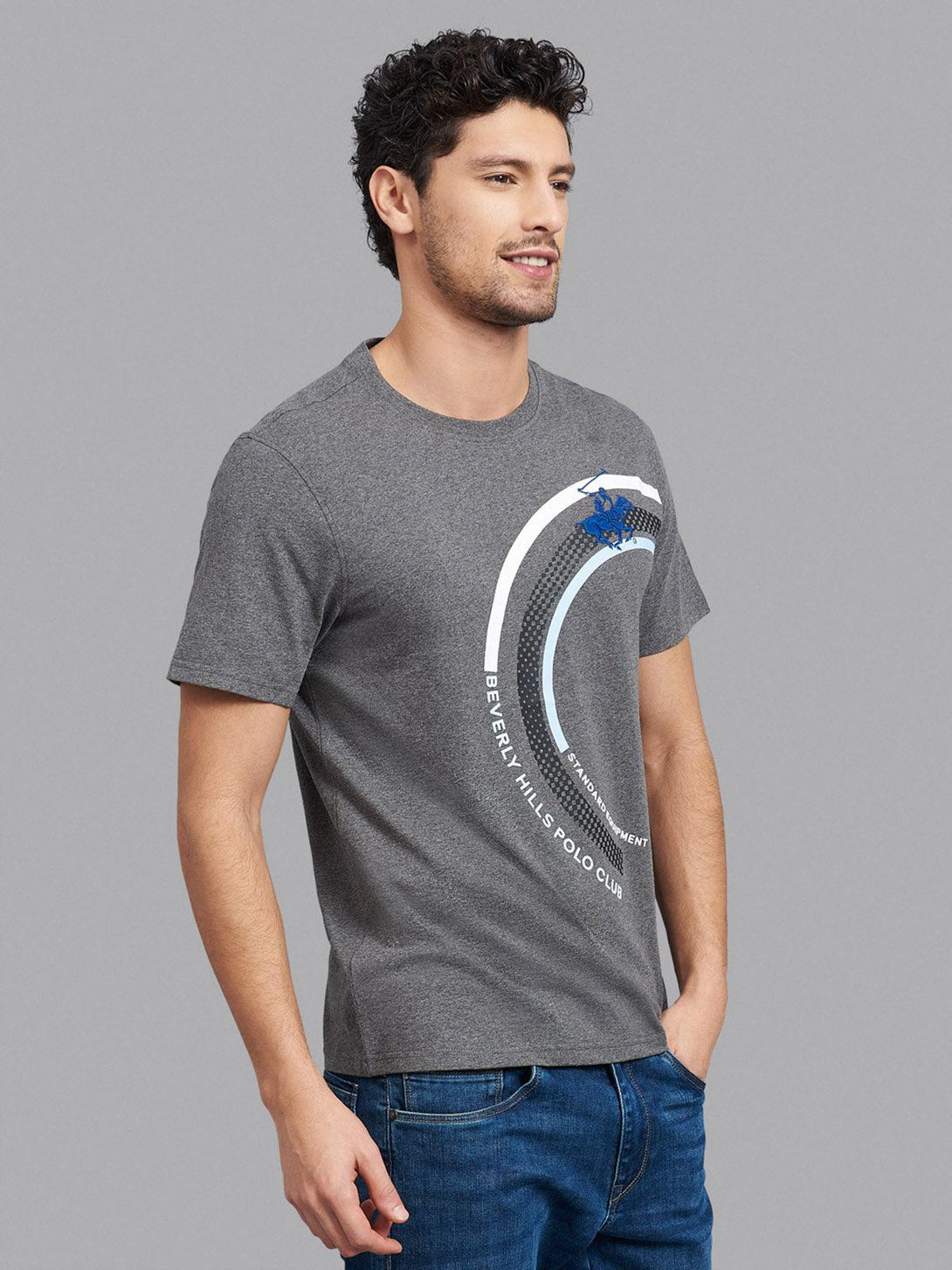 Beverly Hills Polo Club UK-STANDARD EQUIPMENT T-SHIRT HEATHER CHARCOAL