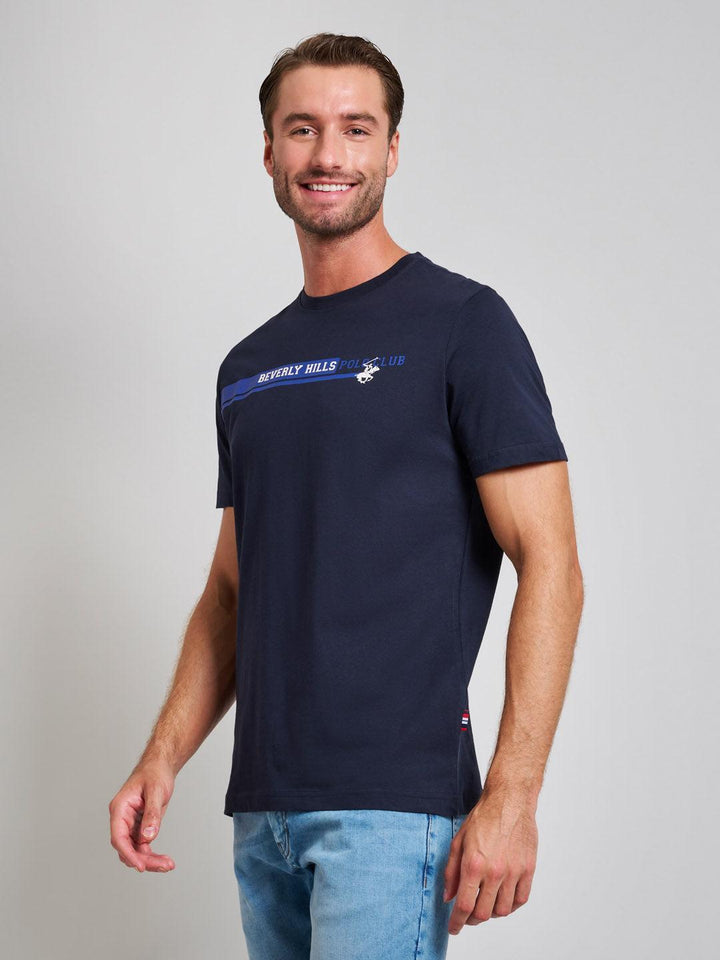 Beverly Hills Polo Club UK-STRETCH LOGO MODERN SLIM FIT T-SHIRT DARK NAVY