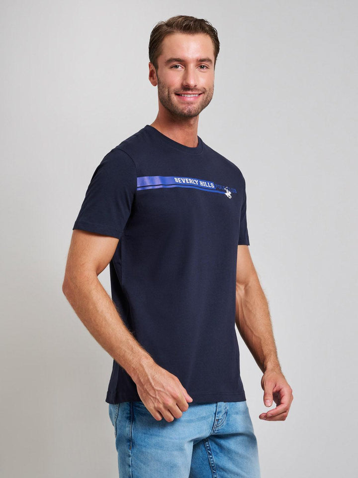 Beverly Hills Polo Club UK-STRETCH LOGO MODERN SLIM FIT T-SHIRT DARK NAVY