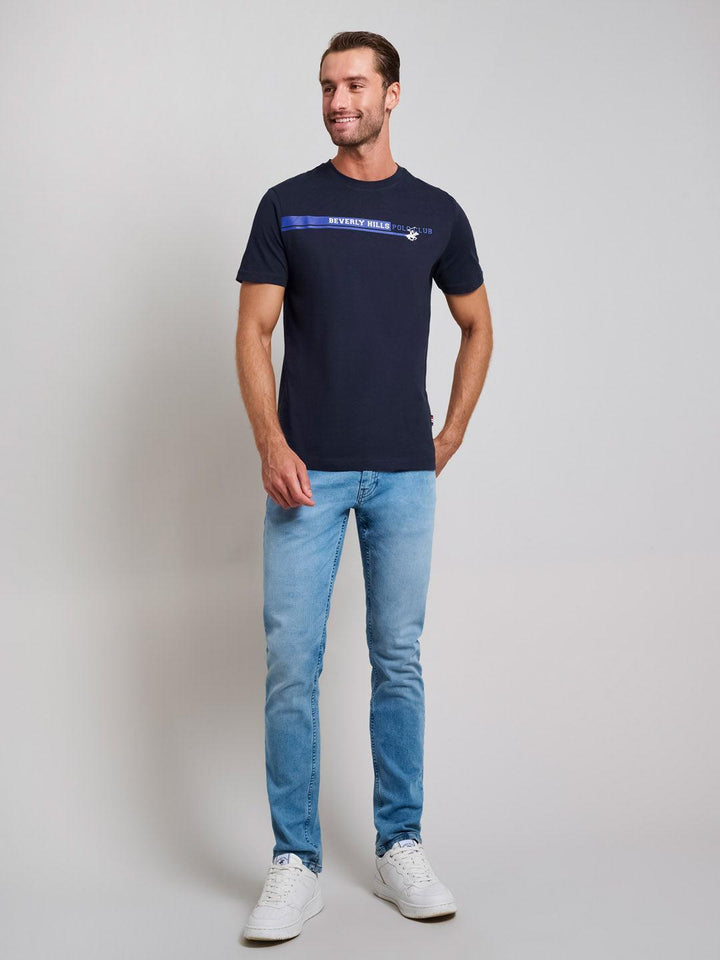 Beverly Hills Polo Club UK-STRETCH LOGO MODERN SLIM FIT T-SHIRT DARK NAVY