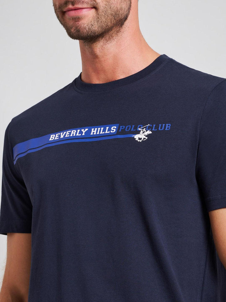 Beverly Hills Polo Club UK-STRETCH LOGO MODERN SLIM FIT T-SHIRT DARK NAVY