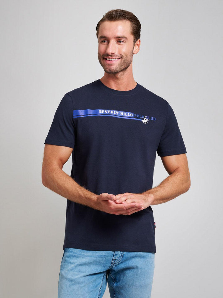 Beverly Hills Polo Club UK-STRETCH LOGO MODERN SLIM FIT T-SHIRT DARK NAVY