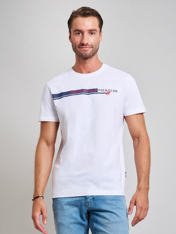 Beverly Hills Polo Club UK-STRETCH LOGO MODERN SLIM FIT T-SHIRT GHOST WHITE