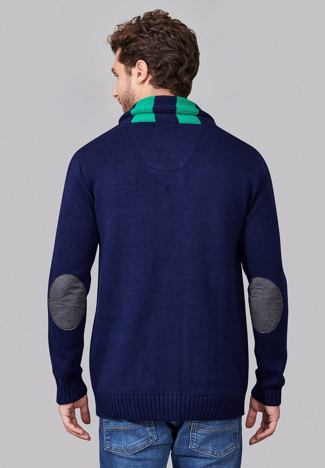 Beverly Hills Polo Club UK-STRIPE COLLAR VARSITY CARDIGAN TRUE NAVY