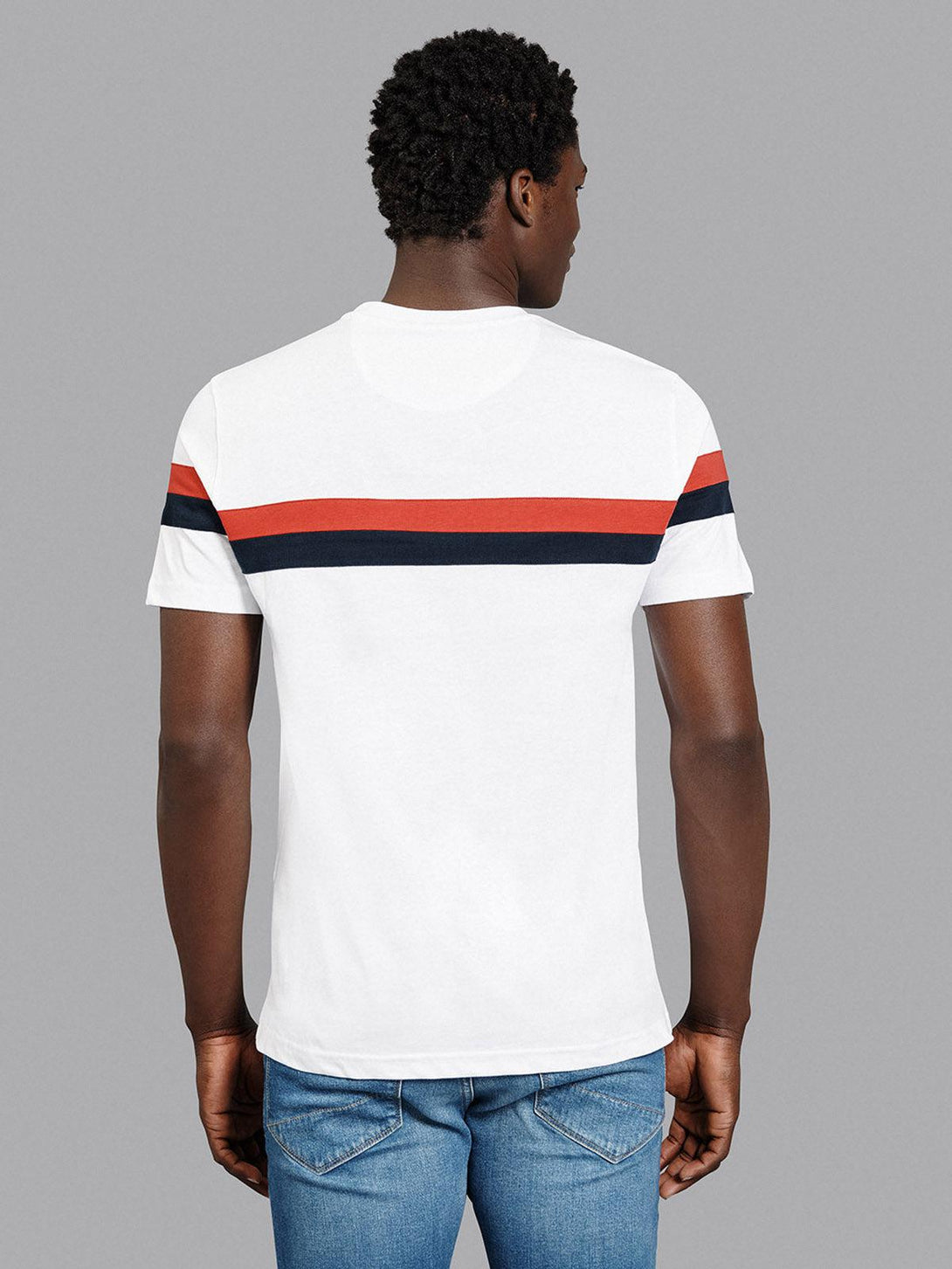 Beverly Hills Polo Club UK-STRIPE LOGO CLASSIC FIT T-SHIRT WHITE