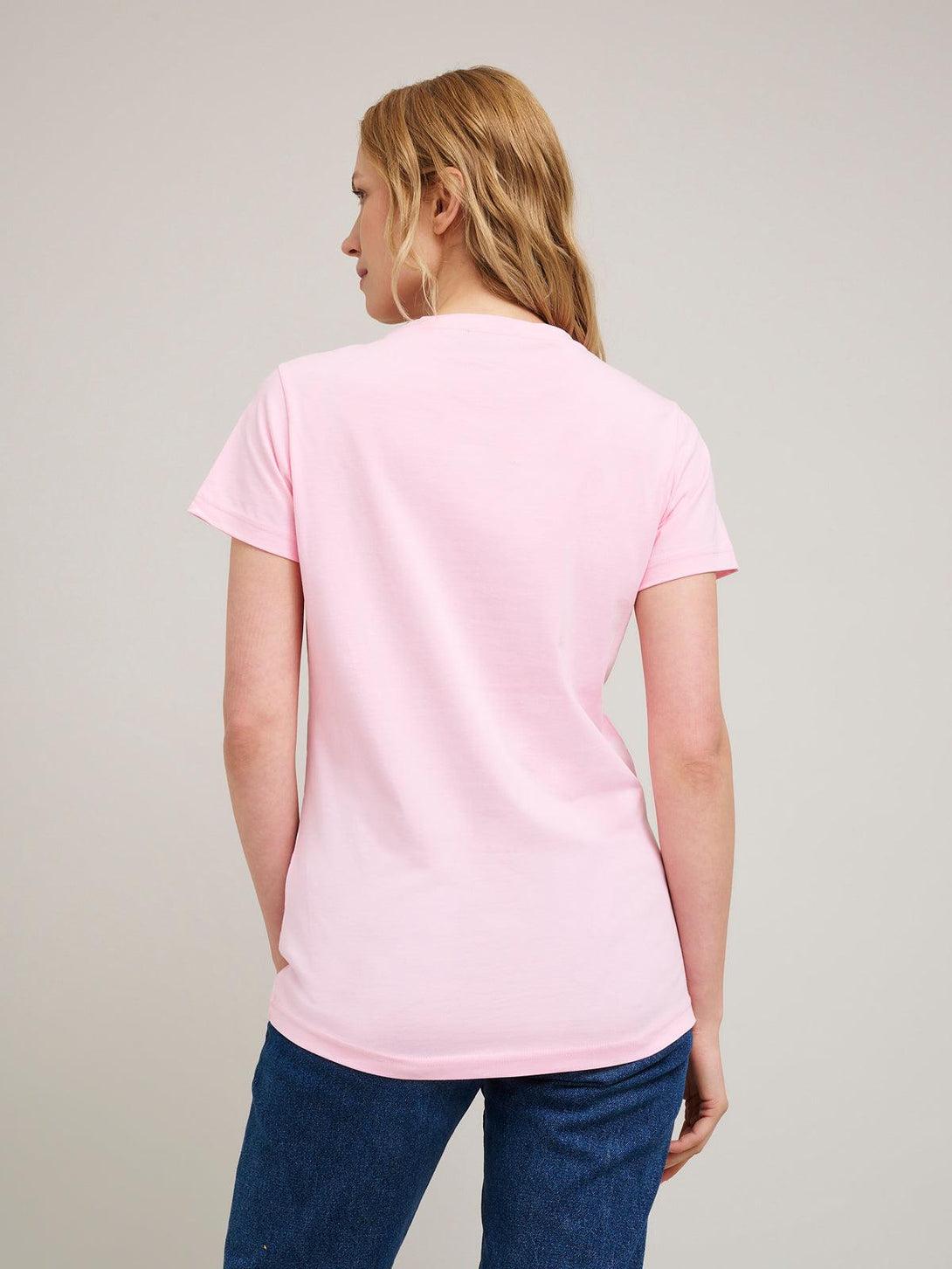 Beverly Hills Polo Club UK-STRIPE PANEL CURVED HEM T-SHIRT PINK