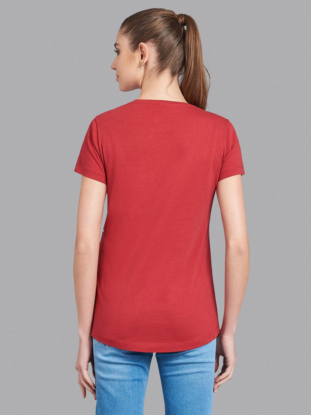 Beverly Hills Polo Club UK-STRIPE PANEL CURVED HEM T-SHIRT RED