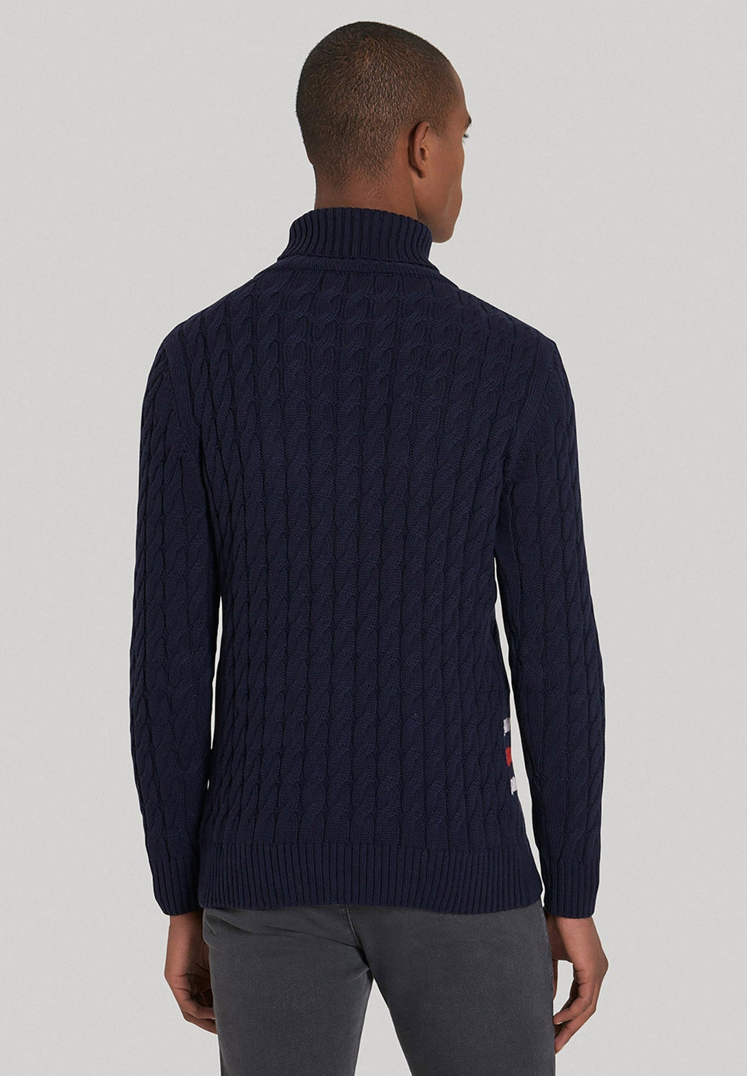 Beverly Hills Polo Club UK-STRIPED CABLE KNIT ROLL NECK KNIT TRUE NAVY