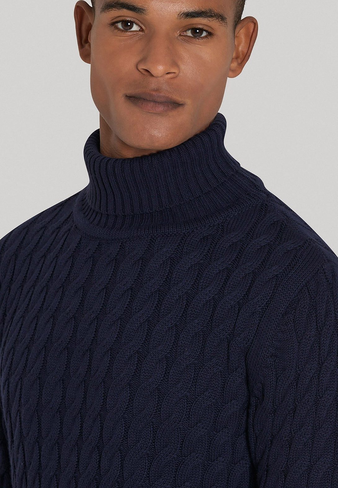 Beverly Hills Polo Club UK-STRIPED CABLE KNIT ROLL NECK KNIT TRUE NAVY