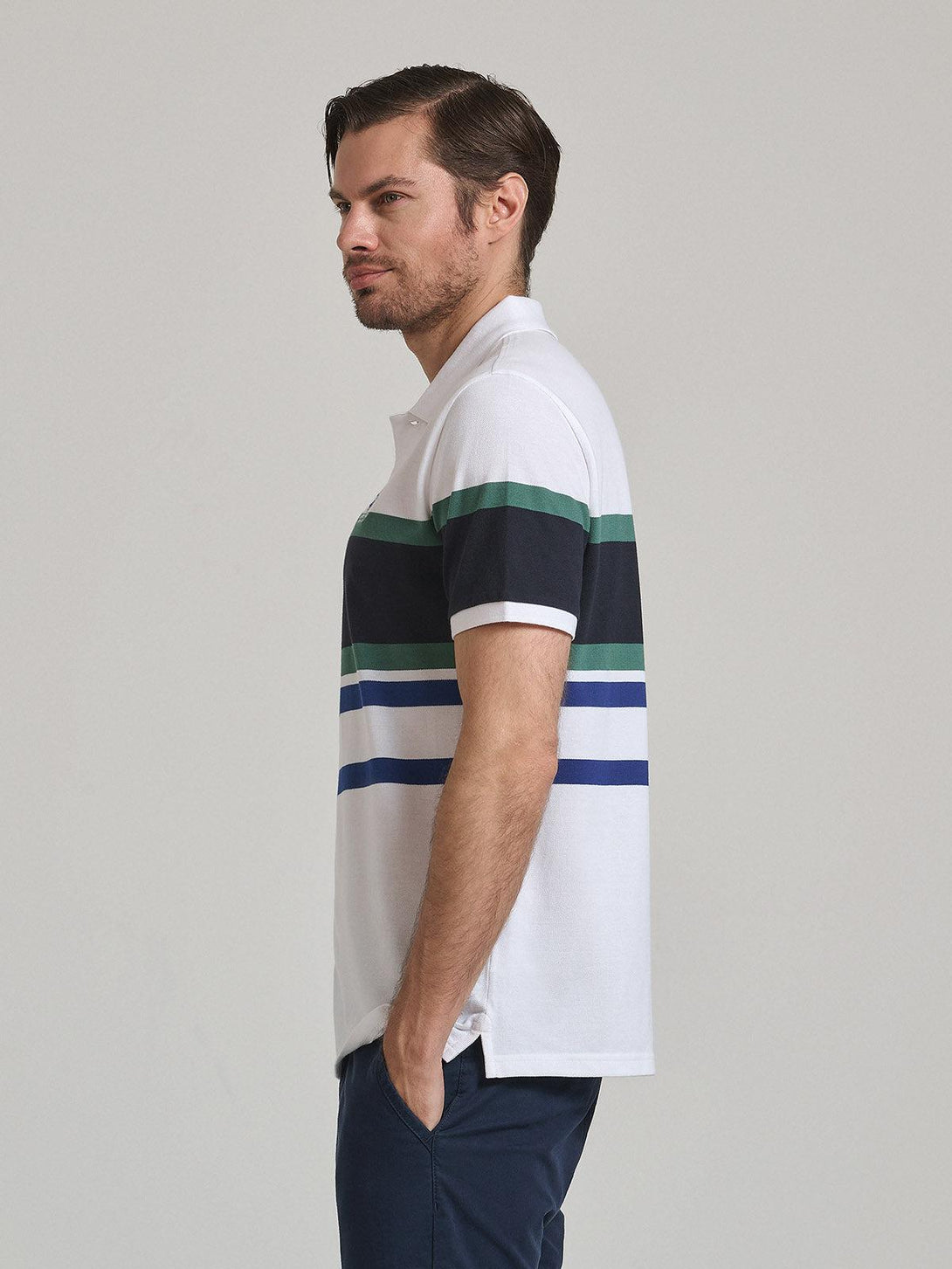 Beverly Hills Polo Club UK-STRIPED POLO SHIRT WHITE