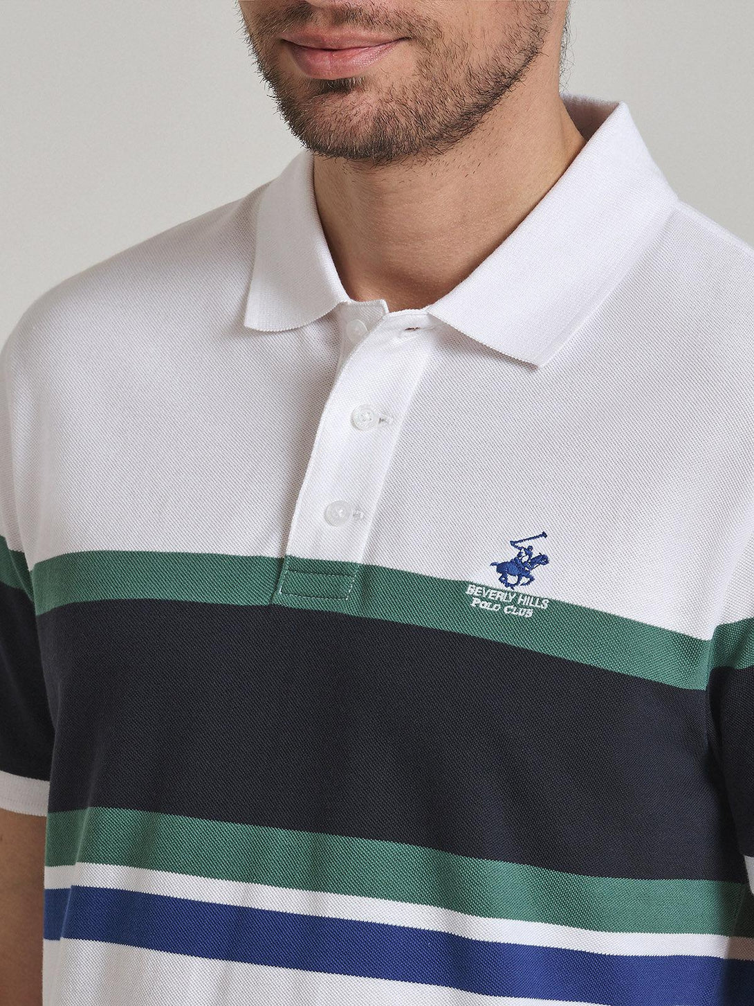 Beverly Hills Polo Club UK-STRIPED POLO SHIRT WHITE