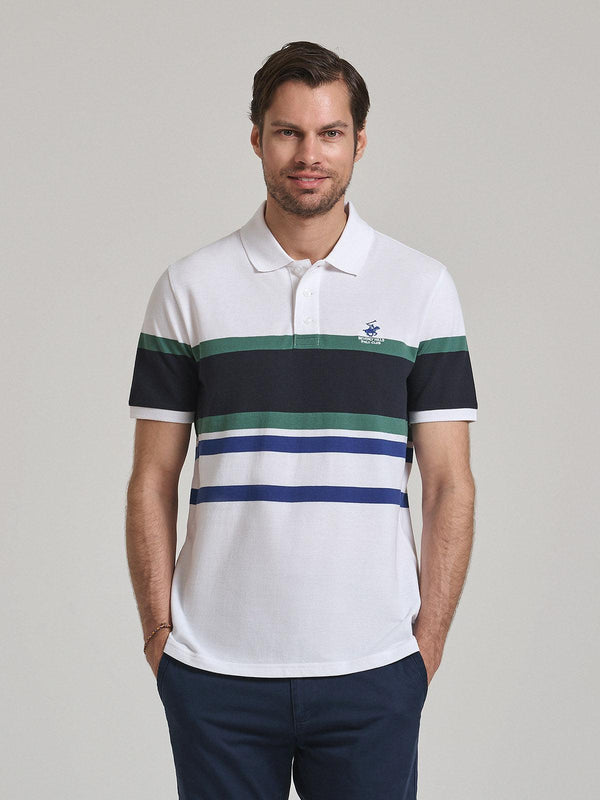 Beverly Hills Polo Club UK-STRIPED POLO SHIRT WHITE