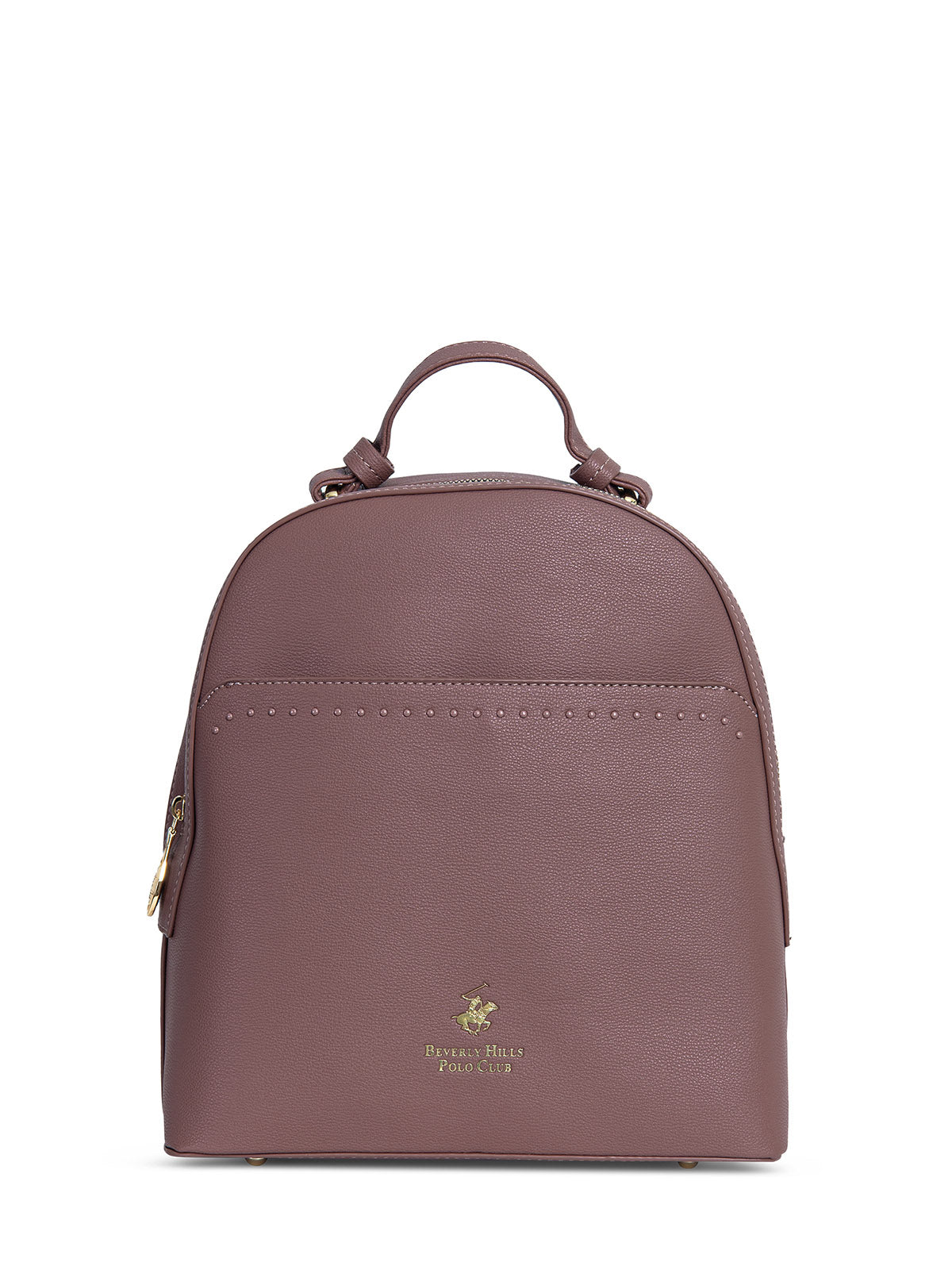 STUDDED LEATHER LOOK BACKPACK DARK PINK BEVERLY HILLS POLO CLUB