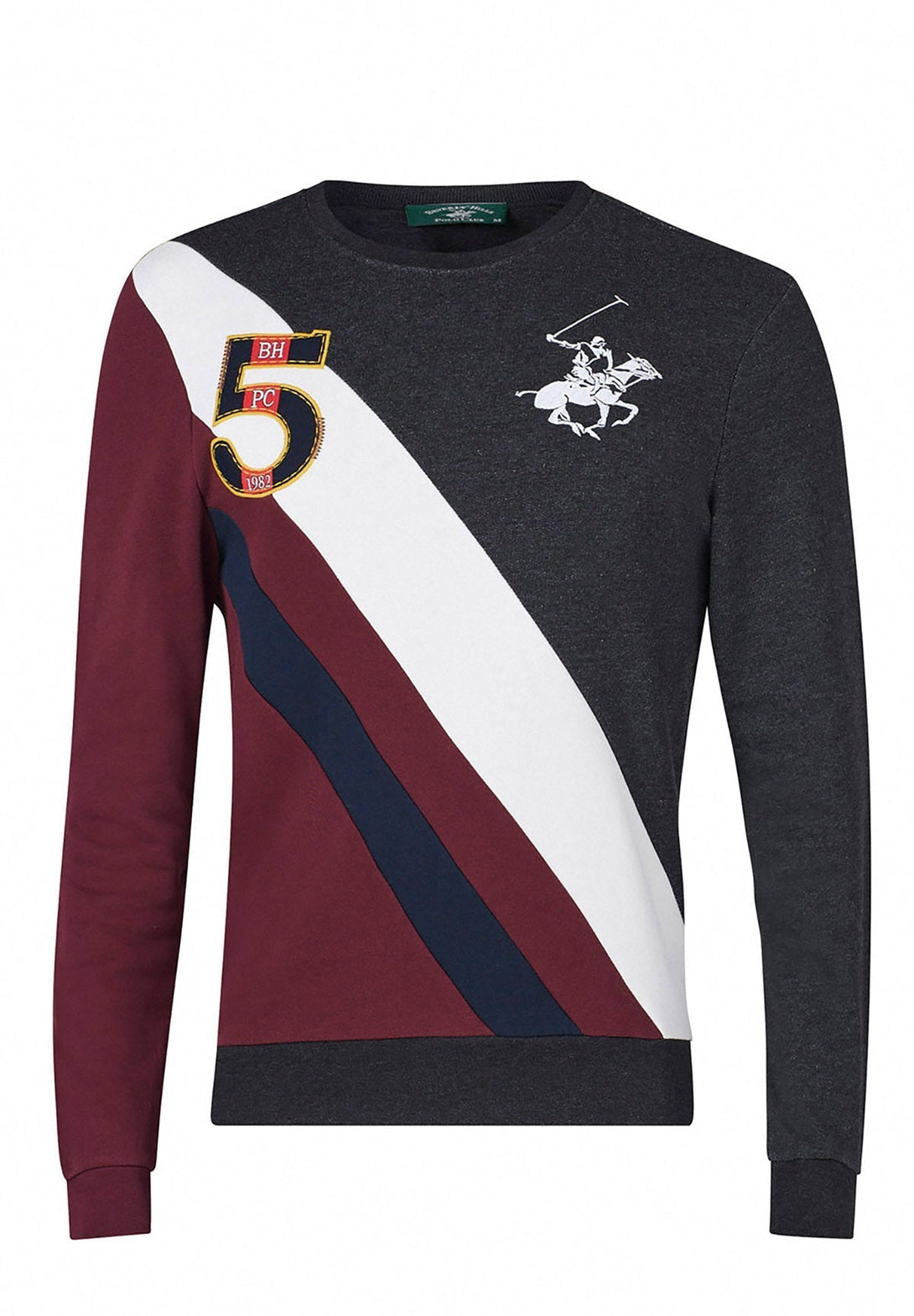 Beverly Hills Polo Club UK-TEAM COLOURS ICON PONY SWEATSHIRT DARK GREY