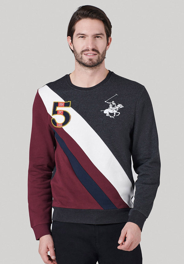 Beverly Hills Polo Club UK-TEAM COLOURS ICON PONY SWEATSHIRT DARK GREY