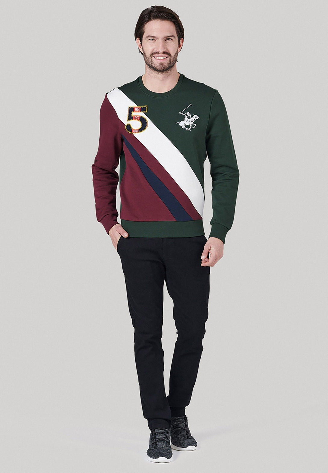 Beverly Hills Polo Club UK-TEAM COLOURS ICON PONY SWEATSHIRT MUSK