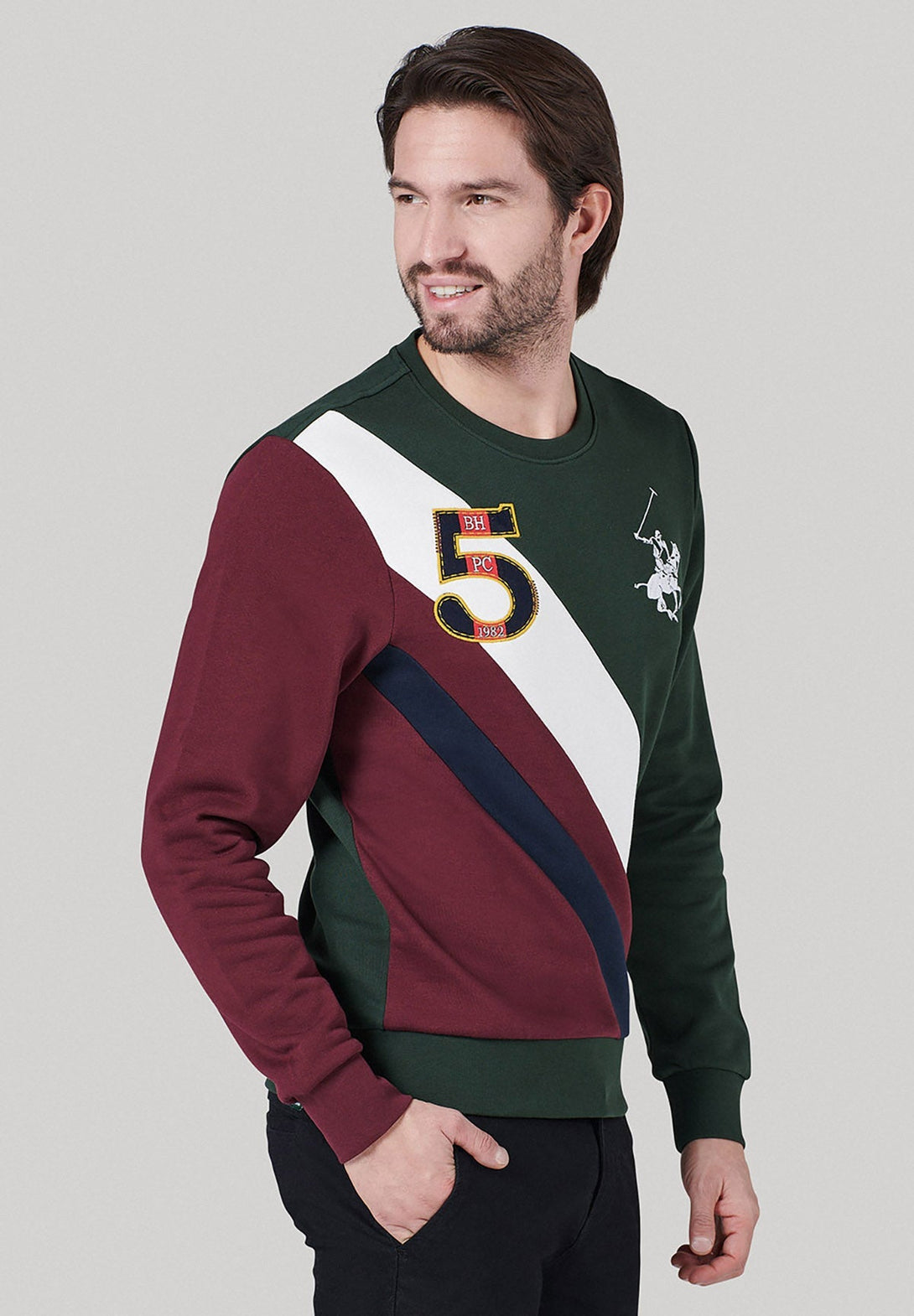 Beverly Hills Polo Club UK-TEAM COLOURS ICON PONY SWEATSHIRT MUSK