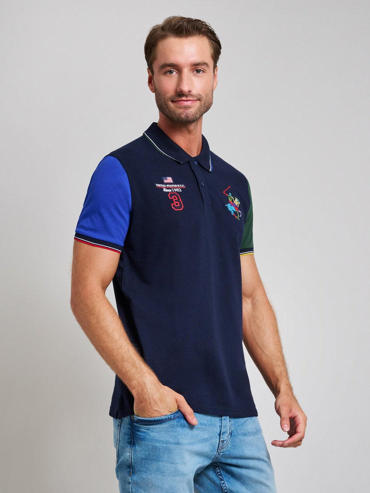 Beverly Hills Polo Club UK-TEAM COLOURS MODERN SLIM FIT POLO SHIRT DARK NAVY