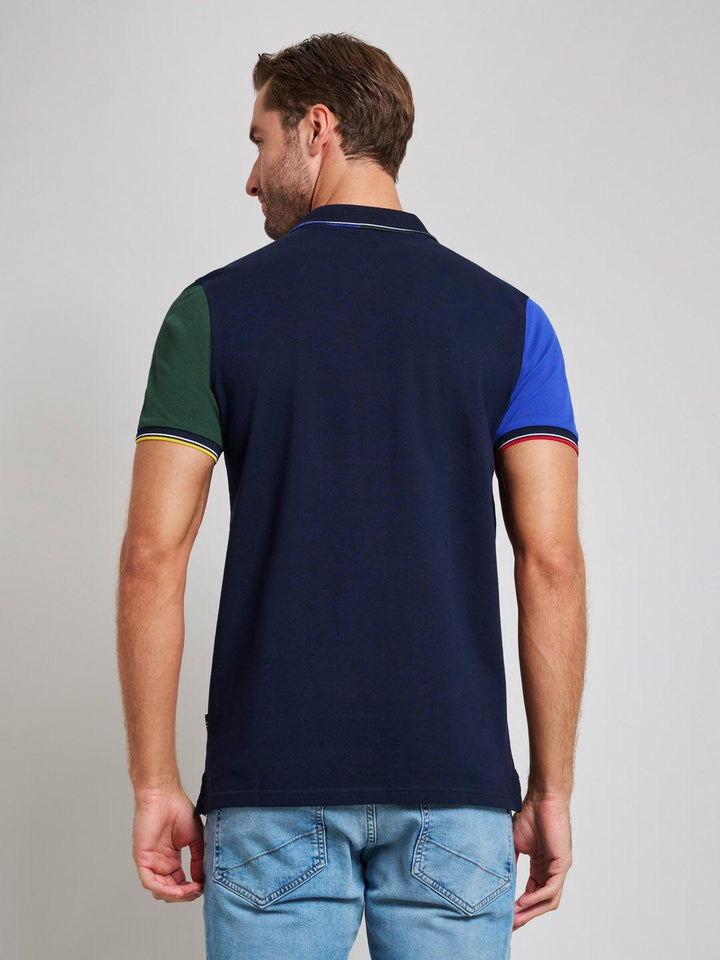 Beverly Hills Polo Club UK-TEAM COLOURS MODERN SLIM FIT POLO SHIRT DARK NAVY
