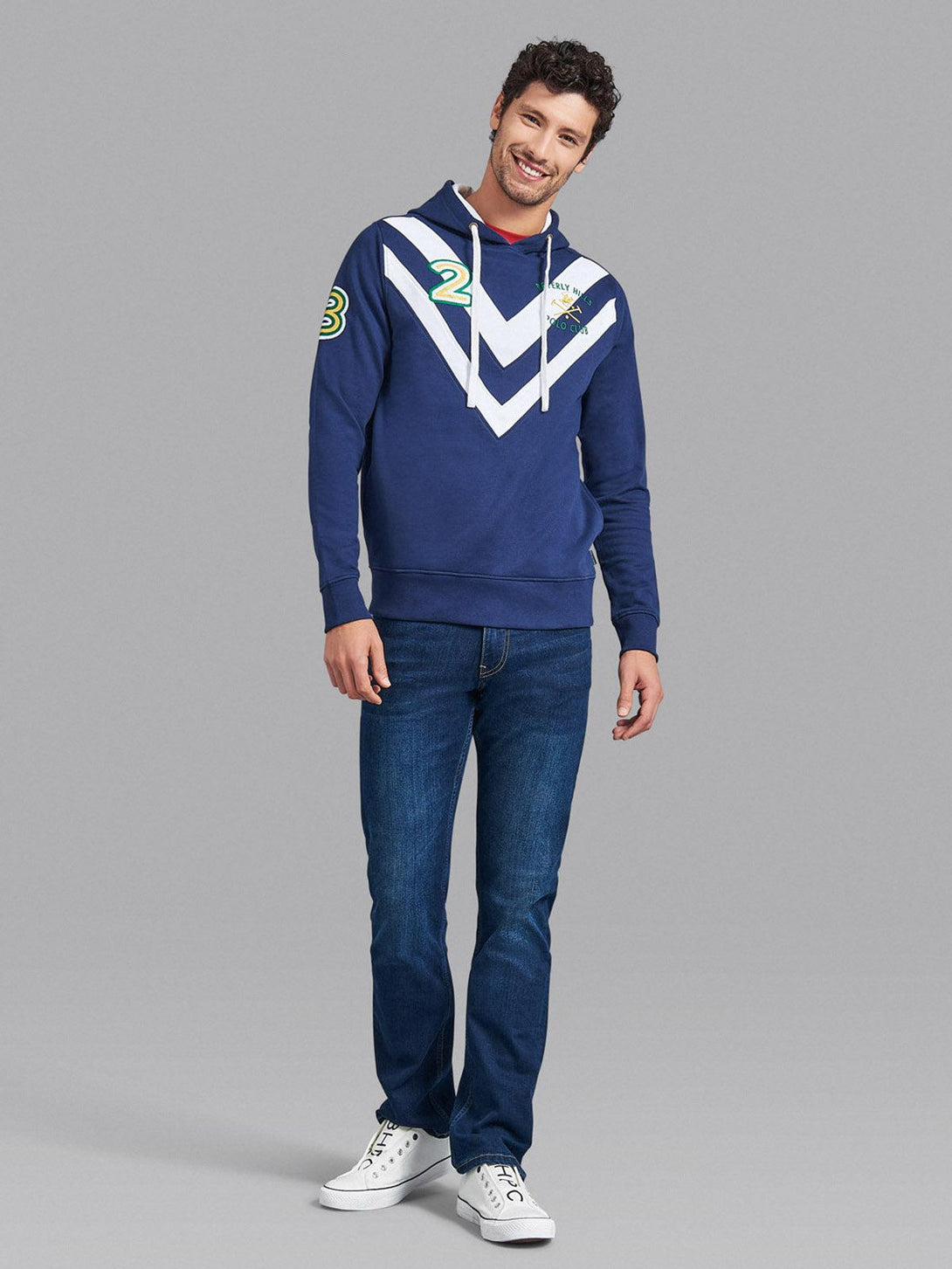 Beverly Hills Polo Club UK-TEAM CREST HOODIE TRUE NAVY