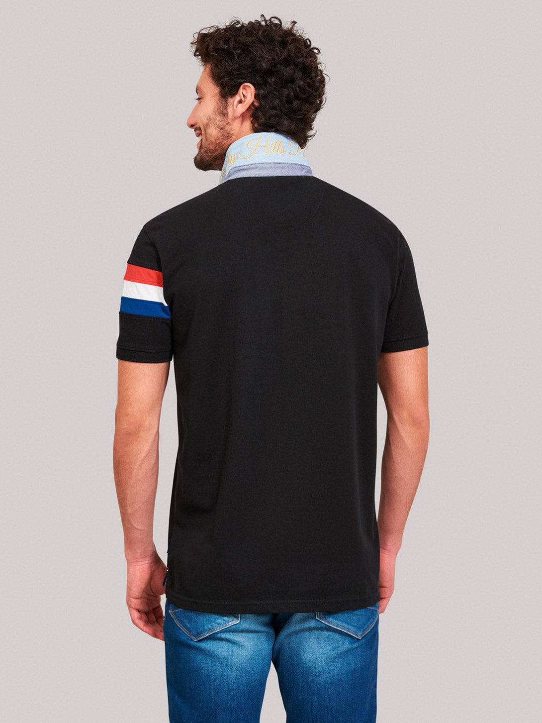 Beverly Hills Polo Club UK-TEAM CREST STRIPED POLO SHIRT BLACK