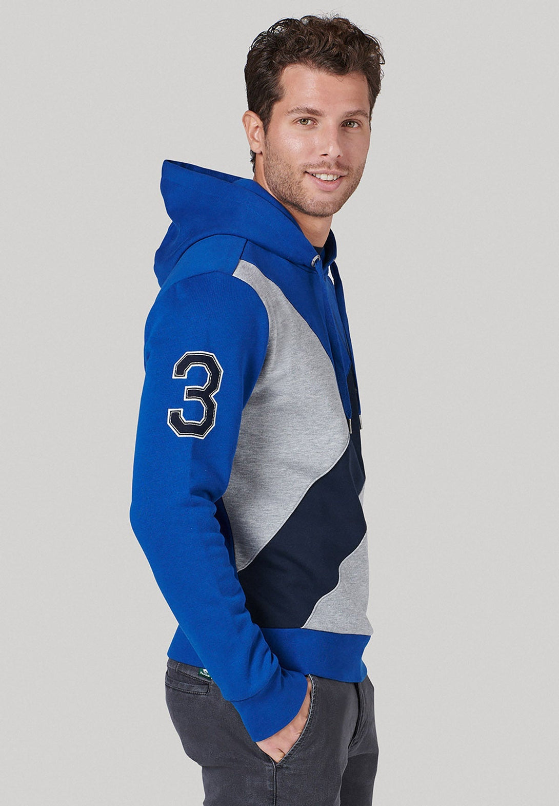 Beverly Hills Polo Club UK-TEAM CROSS PANEL HOODIE ROYAL